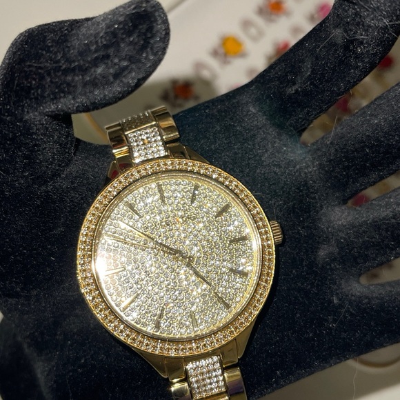 Michael Kors Pave Watch In Gold & Crystals - Picture 2 of 12